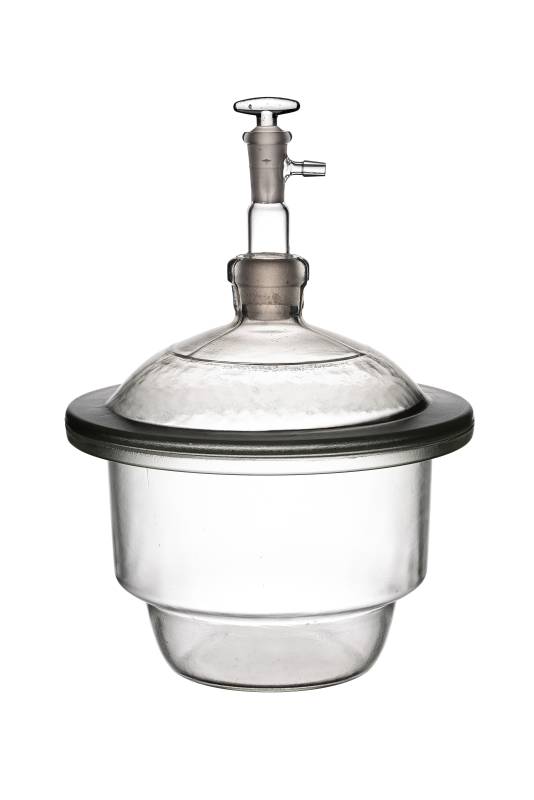 Desecador Vidrio 21cm Con Placa De Porcelana Y Grifo A Bomba De Vacío