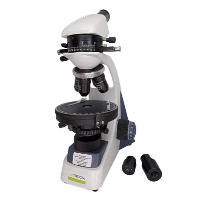 Microscopio Monocular XSP-500P Petrográfico, Óptica Acromática, 1000x, Platina Circular Giratoria Graduada 360°, LED Trans