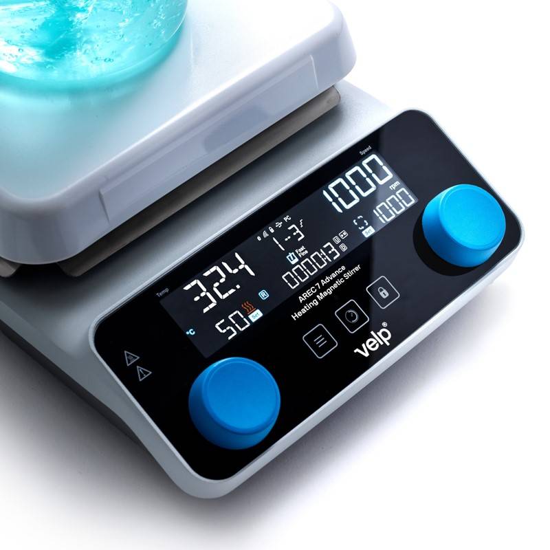 Agitador Magnético AREC 7 Advance Digital, con Calefacción, Placa Cerámica, 550°C, 20L, WiFi y USB