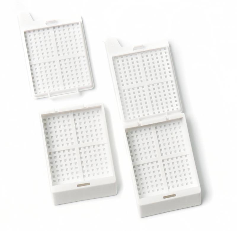 Cassette rectangular para biopsia con tapa desmontable, Pack x 500