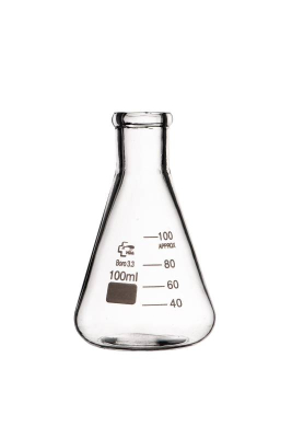 Erlenmeyer De Vidrio boro 3.3 100ml Boca Ancha