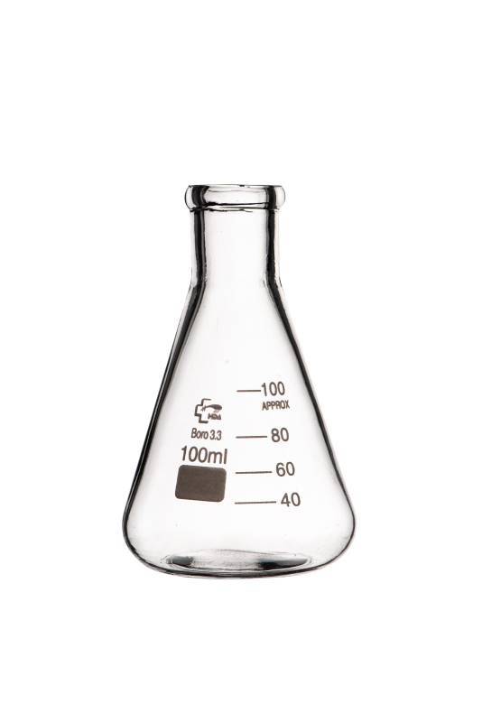 Erlenmeyer De Vidrio boro 3.3 100ml Boca Ancha