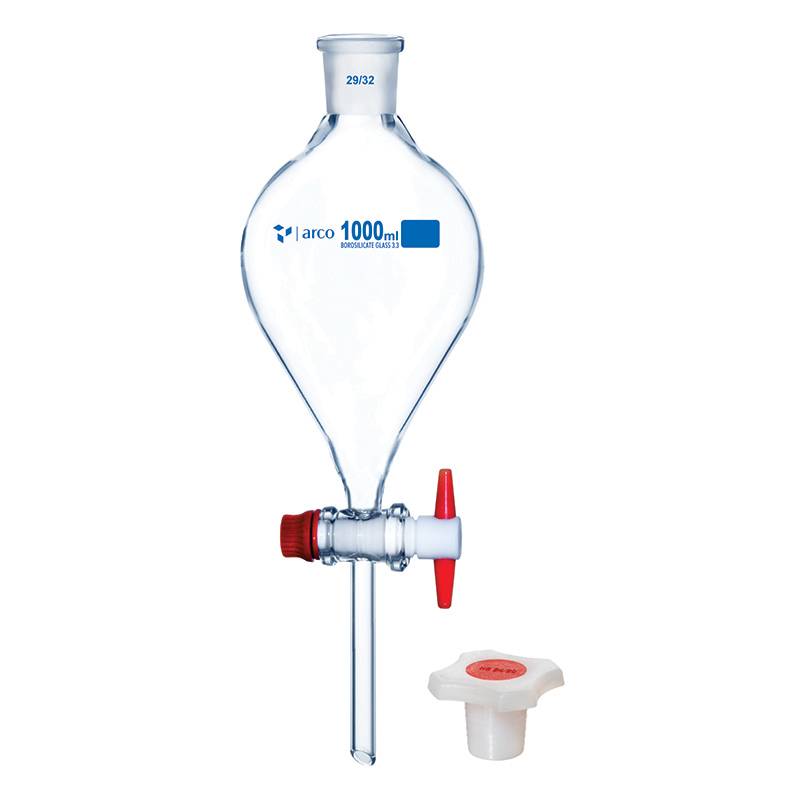 Embudo separador tipo Squibb BORO 3.3, robinete de PTFE x 1000ml