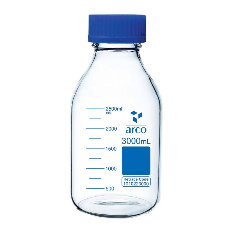 Frasco tipo Schott Boro 3.3 3000ML graduado, incoloro