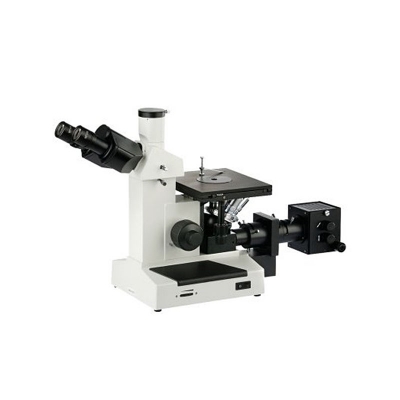 Microscopio Trinocular Metalográfico Invertido  XJL-17AT, Óptica Plana, 4 Objetivos, Koehler Halógena