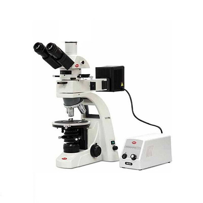 Microscopio Trinocular De Polarización BA-310POL + EPI, Óptica Plana Corregida a Infinito, Platina Circular Giratoria Graduada 360°, Koehler Halógena Epi/Trans 