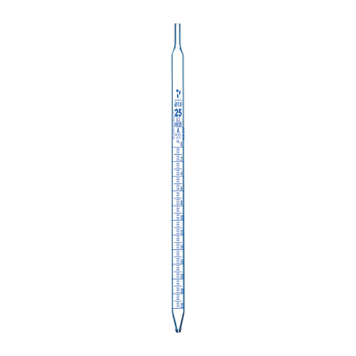 Pipeta graduada tipo serológica BORO 3.3 x 25ml al 1/10, clase A con certificado de lote